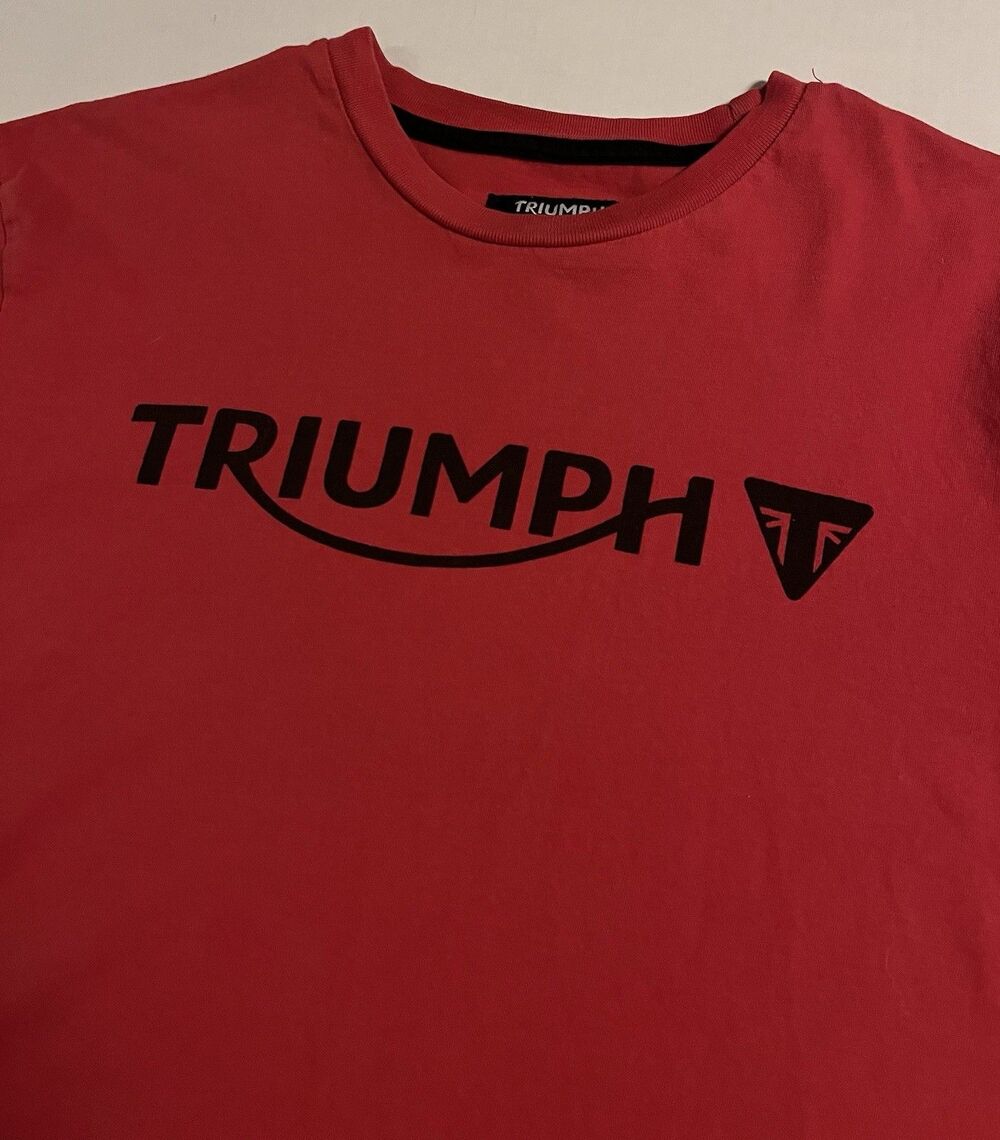 TRIUMPH Motorcycles Logo Short Sleeve T-Shirt MEDIUM Red Biker UK Touring Rocket